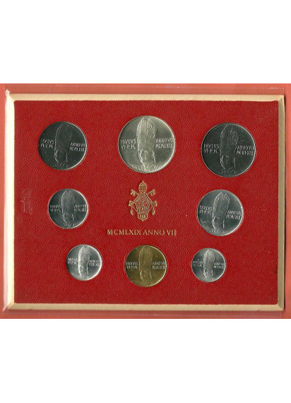 1969 - Confezione Zecca Vaticano  Paolo VI Anno VII 8 valori    Tiratura 100.000